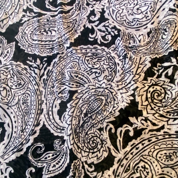INC International Concepts Black and White Sheer Paisley Blouse - Picture 5 of 5
